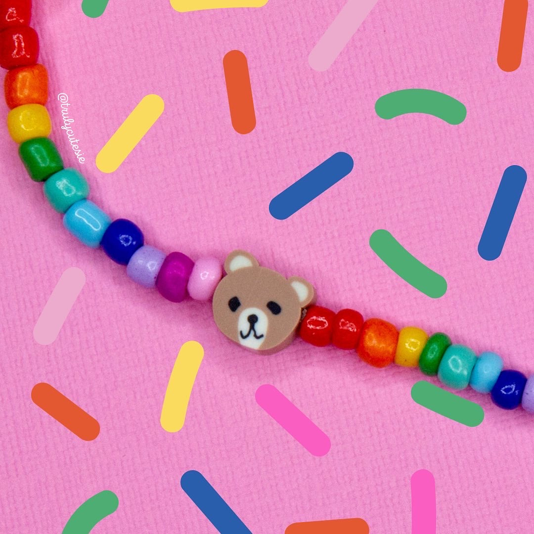 Rainbow Teddy Necklace